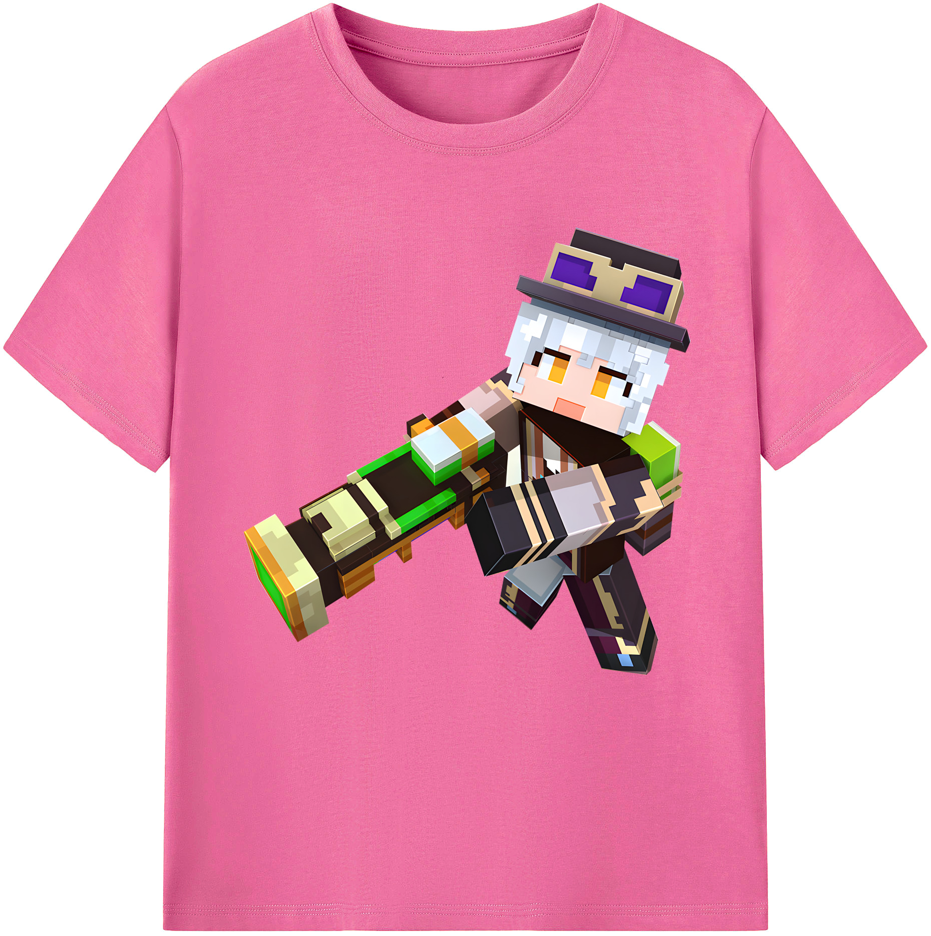（画像用） マインクラフト ブロックの世界 Minecraft MC Block world レディースカジュアルプリントTシャツ（綿100％）